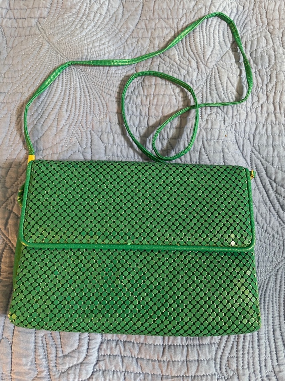 Whiting & Davis Green Woven Crossbody Bag